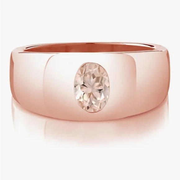 One Carat Peach Morganite Rose Gold Ring - Picture 4 of 7